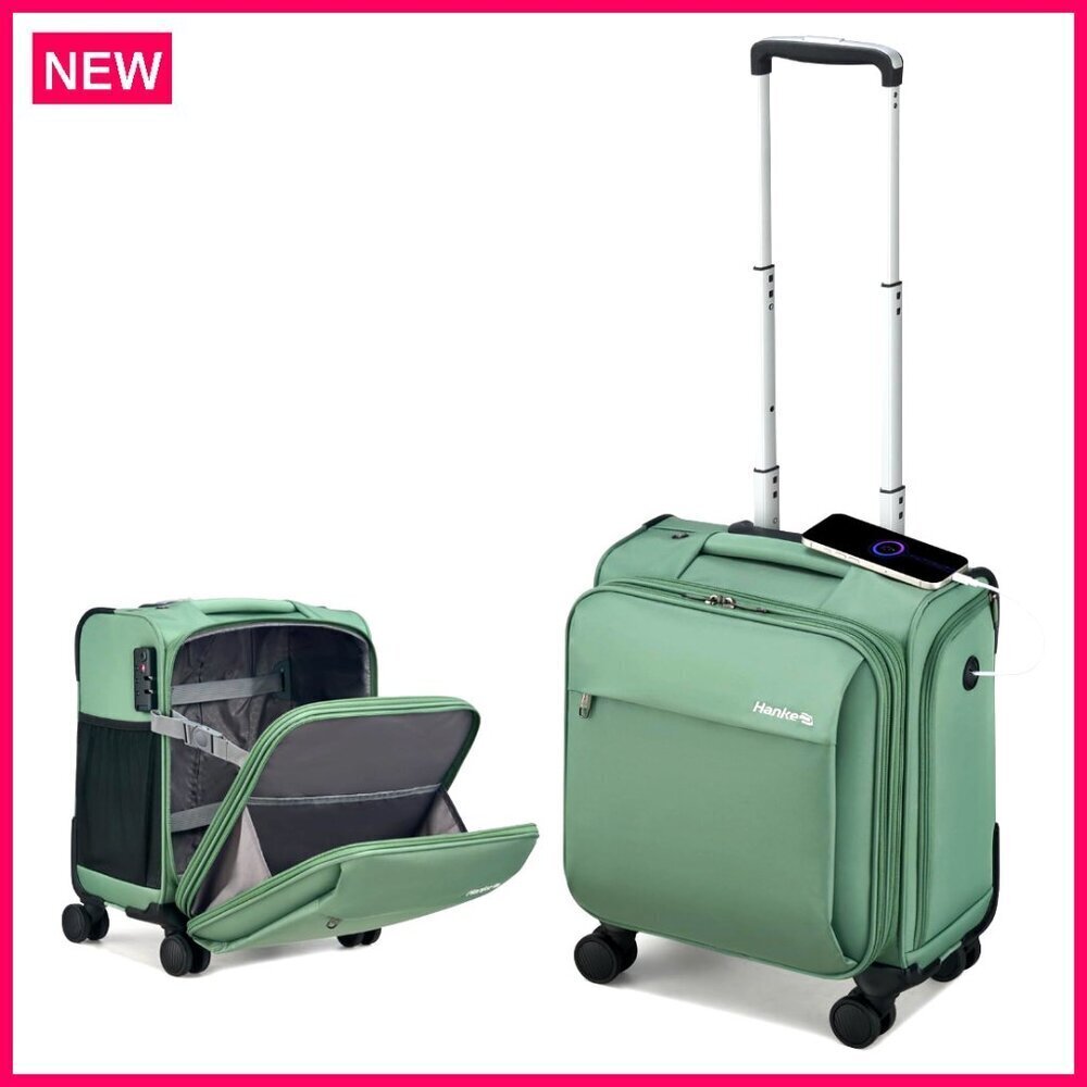 16-Inch Underseat Carry-On Luggage with Wheels, Lightweight Softside Suitcase